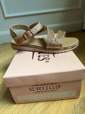 Seychelles Metallic Rose Gold Glitter Flat Sandal